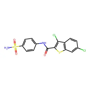 3,6-dichloro-N-(4-sulfamoylphenyl)-1-benzothiophene-2-carboxamide structure