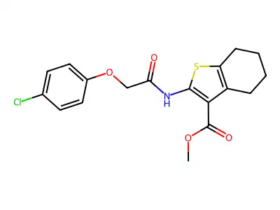 methyl 2-{[(4-chlorophenoxy)acetyl]amino}-4,5,6,7-tetrahydro-1-benzothiophene-3-carboxylate structure