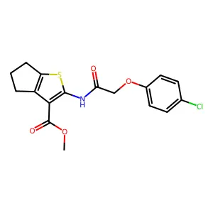 methyl 2-{[(4-chlorophenoxy)acetyl]amino}-5,6-dihydro-4H-cyclopenta[b]thiophene-3-carboxylate structure