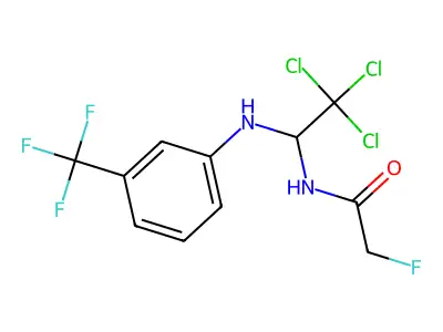 2-fluoro-N-{2,2,2-trichloro-1-[3-(trifluoromethyl)anilino]ethyl}acetamide structure