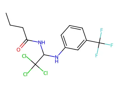 N-[2,2,2-Trichloro-1-(3-trifluoromethyl-phenylamino)-ethyl]-butyramide structure