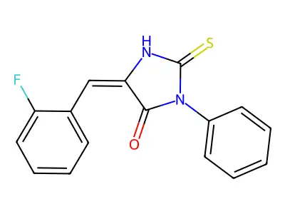5-[(2-Fluorophenyl)methylidene]-3-phenyl-2-sulfanylideneimidazolidin-4-one structure