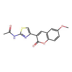 N-[4-(6-methoxy-2-oxochromen-3-yl)-1,3-thiazol-2-yl]acetamide structure