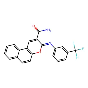 (3Z)-3-{[3-(trifluoromethyl)phenyl]imino}-3H-benzo[f]chromene-2-carboxamide structure