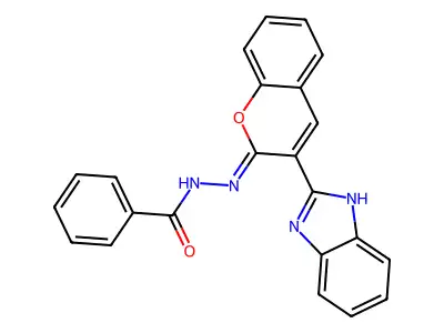 N-[[3-(1H-benzimidazol-2-yl)chromen-2-ylidene]amino]benzamide structure