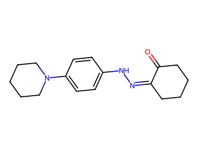 (2Z)-2-{2-[4-(piperidin-1-yl)phenyl]hydrazin-1-ylidene}cyclohexan-1-one structure