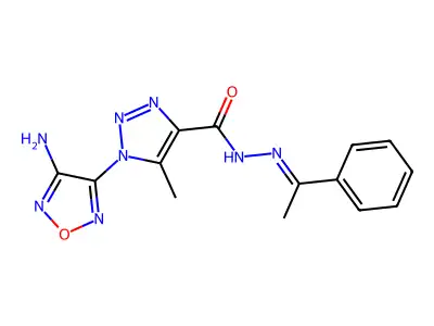 1-(4-amino-1,2,5-oxadiazol-3-yl)-5-methyl-N-[(E)-1-phenylethylideneamino]triazole-4-carboxamide structure