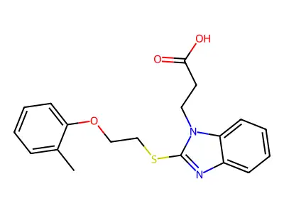 3-[2-(2-o-Tolyloxy-ethylsulfanyl)-benzoimidazol-1-yl]-propionic acid structure