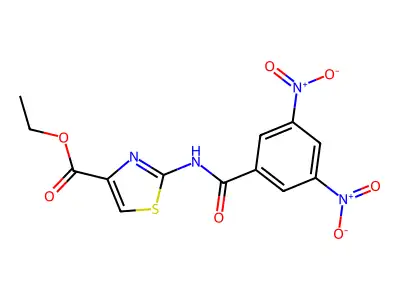 Ethyl 2-[(3,5-dinitrobenzoyl)amino]-1,3-thiazole-4-carboxylate structure