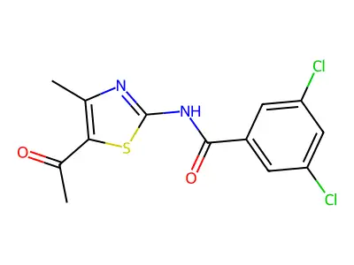 N-(5-acetyl-4-methyl-1,3-thiazol-2-yl)-3,5-dichlorobenzamide structure