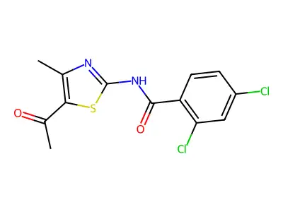 N-(5-acetyl-4-methyl-1,3-thiazol-2-yl)-2,4-dichlorobenzamide structure