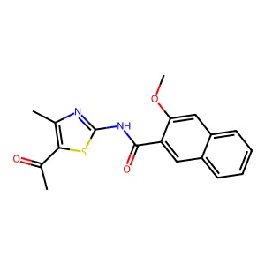 N-(5-acetyl-4-methylthiazol-2-yl)-3-methoxy-2-naphthamide structure