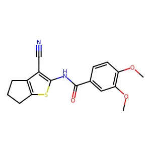 N-(3-cyano-5,6-dihydro-4H-cyclopenta[b]thiophen-2-yl)-3,4-dimethoxybenzamide structure
