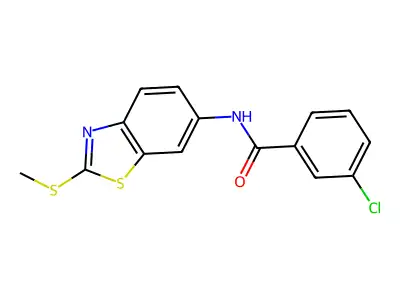 3-chloro-N-(2-methylsulfanyl-1,3-benzothiazol-6-yl)benzamide structure
