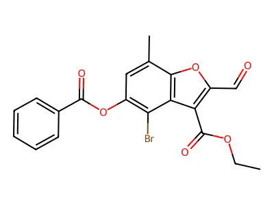 Ethyl 5-(benzoyloxy)-4-bromo-2-formyl-7-methylbenzofuran-3-carboxylate structure
