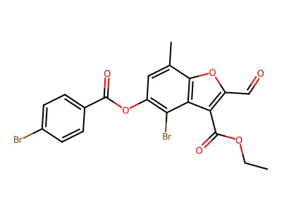 Ethyl 4-bromo-5-(4-bromobenzoyl)oxy-2-formyl-7-methyl-1-benzofuran-3-carboxylate structure