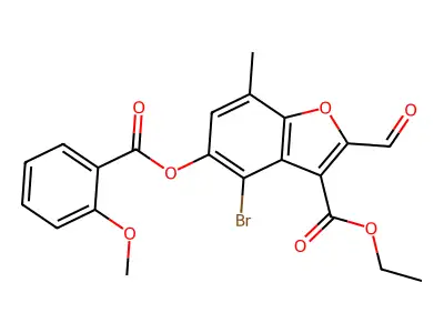 ETHYL 4-BROMO-2-FORMYL-5-(2-METHOXYBENZOYLOXY)-7-METHYL-1-BENZOFURAN-3-CARBOXYLATE structure