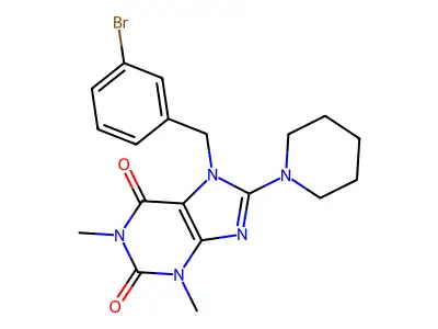 7-(3-bromobenzyl)-1,3-dimethyl-8-(piperidin-1-yl)-1H-purine-2,6(3H,7H)-dione structure