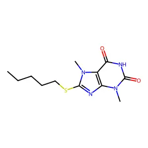 3,7-Dimethyl-8-pentylsulfanylpurine-2,6-dione structure