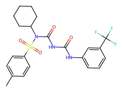 1-{[cyclohexyl(4-methylbenzenesulfonyl)carbamoyl]amino}-N-[3-(trifluoromethyl)phenyl]formamide structure