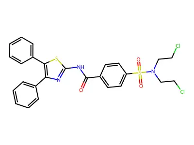4-[bis(2-chloroethyl)sulfamoyl]-N-(4,5-diphenyl-1,3-thiazol-2-yl)benzamide structure