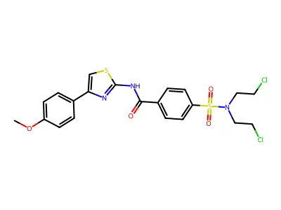 4-[bis(2-chloroethyl)sulfamoyl]-N-[4-(4-methoxyphenyl)-1,3-thiazol-2-yl]benzamide structure