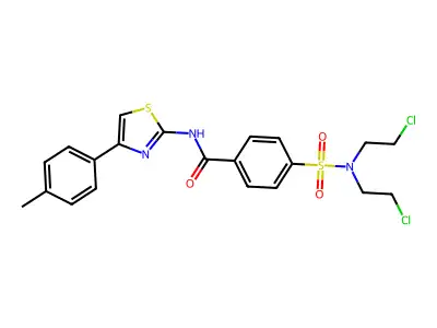 4-[bis(2-chloroethyl)sulfamoyl]-N-[4-(4-methylphenyl)-1,3-thiazol-2-yl]benzamide structure