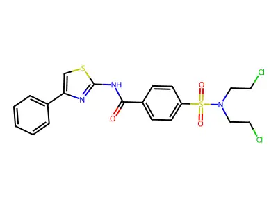 4-[bis(2-chloroethyl)sulfamoyl]-N-(4-phenyl-1,3-thiazol-2-yl)benzamide structure