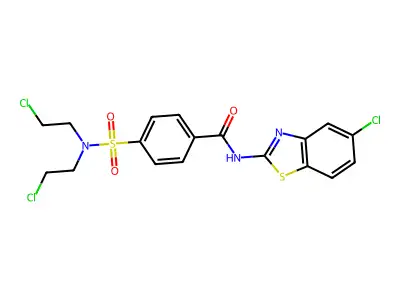 4-[bis(2-chloroethyl)sulfamoyl]-N-(5-chloro-1,3-benzothiazol-2-yl)benzamide structure