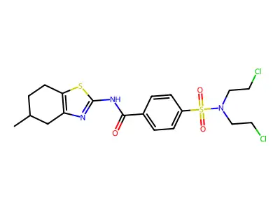 4-[bis(2-chloroethyl)sulfamoyl]-N-(5-methyl-4,5,6,7-tetrahydro-1,3-benzothiazol-2-yl)benzamide structure