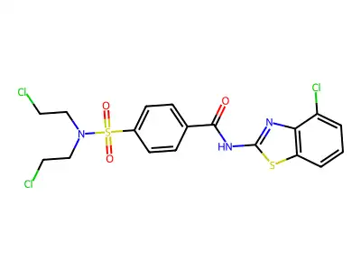 4-[bis(2-chloroethyl)sulfamoyl]-N-(4-chloro-1,3-benzothiazol-2-yl)benzamide structure