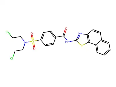 N-benzo[g][1,3]benzothiazol-2-yl-4-[bis(2-chloroethyl)sulfamoyl]benzamide structure