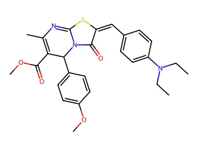 methyl (2E)-2-[4-(diethylamino)benzylidene]-5-(4-methoxyphenyl)-7-methyl-3-oxo-2,3-dihydro-5H-[1,3]thiazolo[3,2-a]pyrimidine-6-carboxylate structure