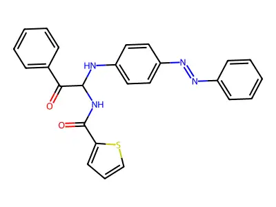 N-(2-oxo-2-phenyl-1-{4-[(E)-phenyldiazenyl]anilino}ethyl)-2-thiophenecarboxamide structure