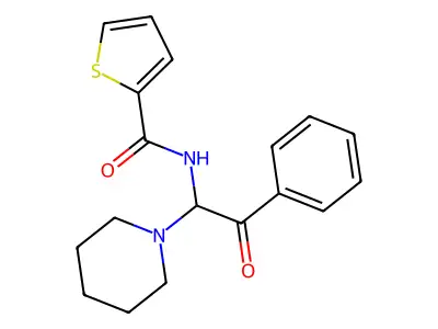 N-[2-oxo-2-phenyl-1-(piperidin-1-yl)ethyl]thiophene-2-carboxamide structure