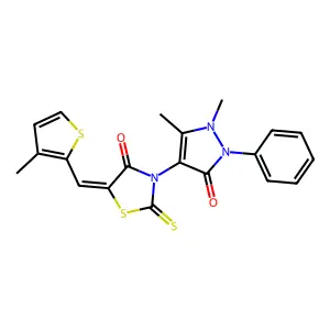 3-(2,3-Dihydro-1,5-dimethyl-3-oxo-2-phenyl-1H-pyrazol-4-yl)-5-[(3-methyl-2-thienyl) methylene]-2-thioxo-4-thiazolidinone structure