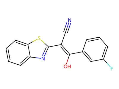 2-(1,3-Benzothiazol-2-yl)-3-(3-fluorophenyl)-3-hydroxyacrylonitrile structure