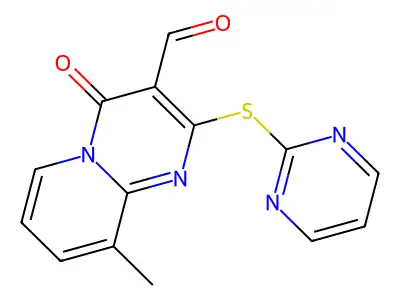 9-methyl-4-oxo-2-(pyrimidin-2-ylthio)-4H-pyrido[1,2-a]pyrimidine-3-carbaldehyde structure