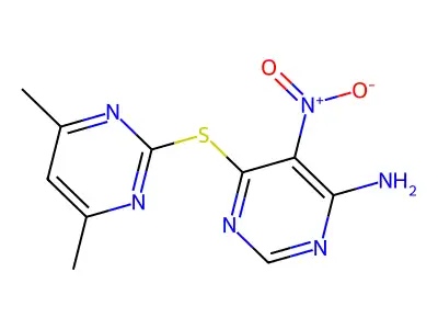 6-[(4,6-Dimethylpyrimidin-2-yl)sulfanyl]-5-nitropyrimidin-4-amine structure