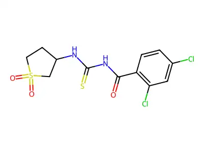 2,4-dichloro-N-((1,1-dioxidotetrahydrothiophen-3-yl)carbamothioyl)benzamide structure