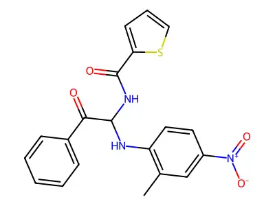 N-[1-(2-methyl-4-nitroanilino)-2-oxo-2-phenylethyl]thiophene-2-carboxamide structure