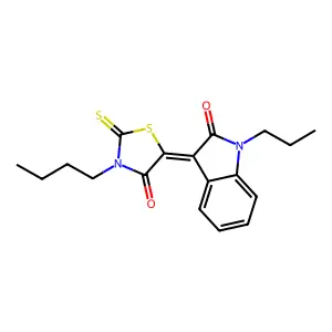 (3Z)-3-(3-butyl-4-oxo-2-thioxo-1,3-thiazolidin-5-ylidene)-1-propyl-1,3-dihydro-2H-indol-2-one structure