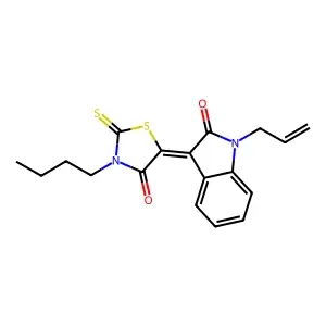 (3Z)-3-(3-butyl-4-oxo-2-thioxo-1,3-thiazolidin-5-ylidene)-1-(prop-2-en-1-yl)-1,3-dihydro-2H-indol-2-one structure