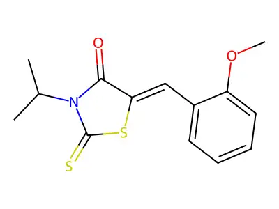 (5Z)-5-(2-methoxybenzylidene)-3-(propan-2-yl)-2-thioxo-1,3-thiazolidin-4-one structure
