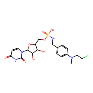Uridine, 5'-(hydrogen((4-((2-chloroethyl)methylamino)phenyl)methyl)phosphoramidate) structure