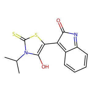 (Z)-3-isopropyl-5-(2-oxoindolin-3-ylidene)-2-thioxothiazolidin-4-one structure