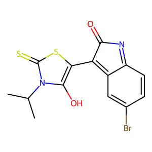 (Z)-5-(5-bromo-2-oxoindolin-3-ylidene)-3-isopropyl-2-thioxothiazolidin-4-one structure