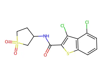 3,4-dichloro-N-(1,1-dioxidotetrahydrothiophen-3-yl)-1-benzothiophene-2-carboxamide structure