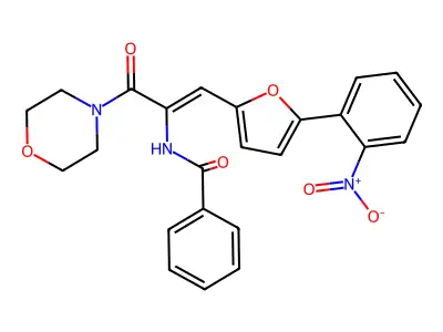 N-[(Z)-3-morpholin-4-yl-1-[5-(2-nitrophenyl)furan-2-yl]-3-oxoprop-1-en-2-yl]benzamide structure