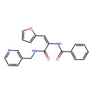 N-[1-(furan-2-yl)-3-oxo-3-(pyridin-3-ylmethylamino)prop-1-en-2-yl]benzamide structure